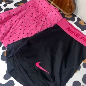 NIKE PRO SHORTS & JENNI PINK HEART PJ SHORTS BUNDLE